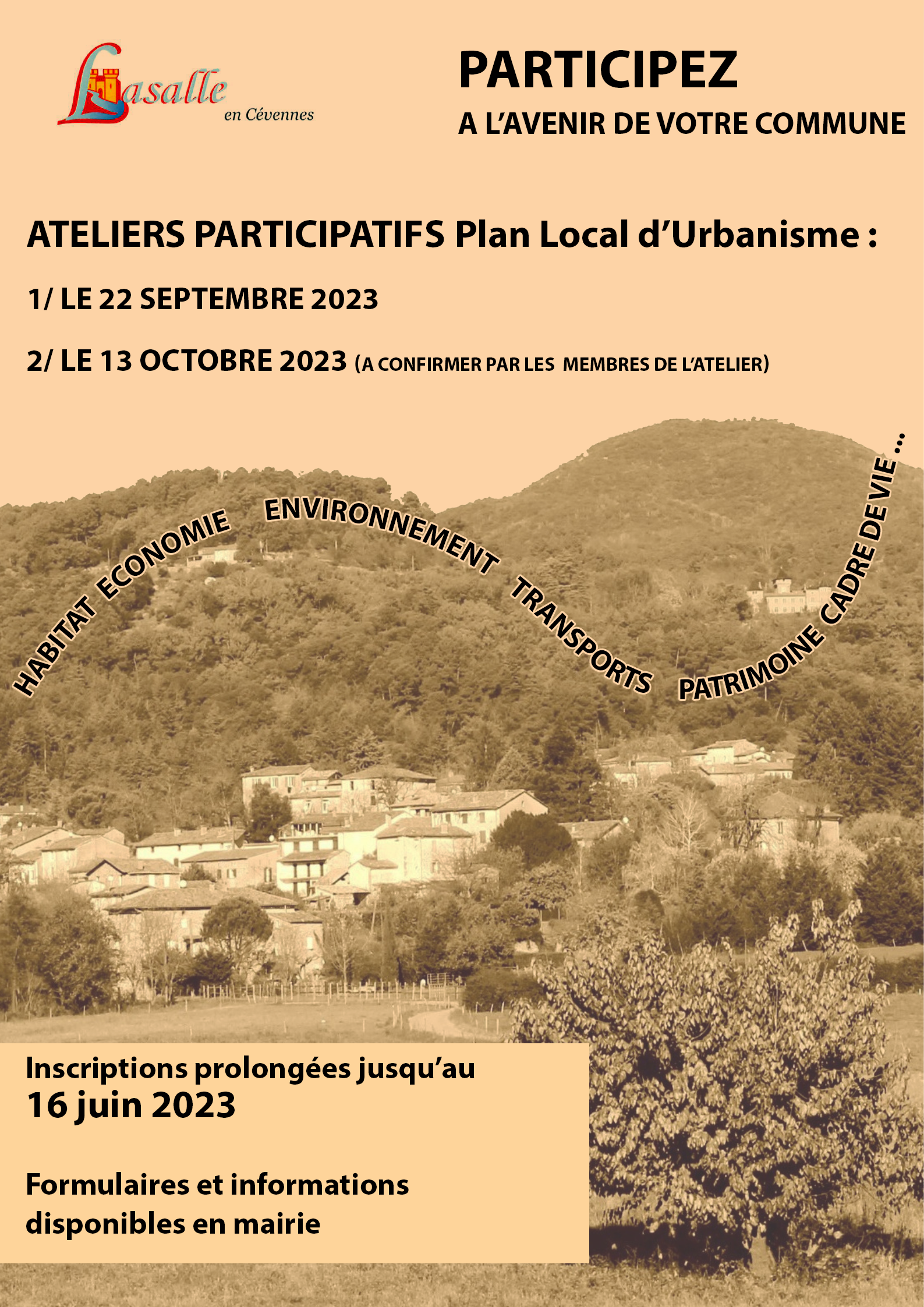 Participez à l’avenir de la commune en vous inscrivant aux ateliers participatifs autour du Plan Local d’Urbanisme
